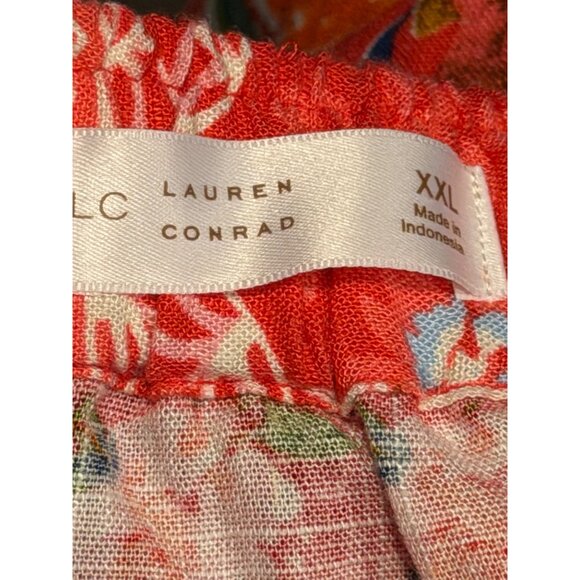 Lauren Conrad Sz XXL Floral Print Skirt Rayon & Linen Blend Elastic Waist Skirt - Picture 4 of 12